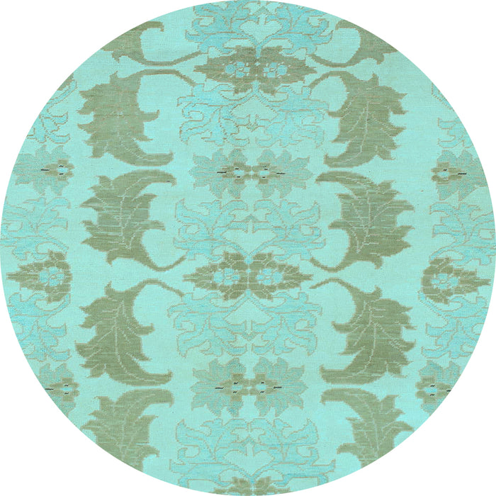 Round Abstract Light Blue Modern Rug, abs1225lblu