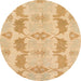 Round Abstract Yellow Modern Rug, abs1225