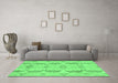 Machine Washable Abstract Emerald Green Modern Area Rugs in a Living Room,, wshabs1225emgrn