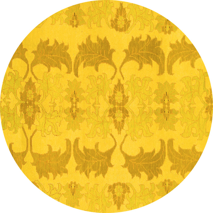 Round Abstract Yellow Modern Rug, abs1225yw