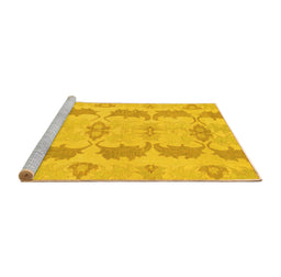 Sideview of Machine Washable Abstract Yellow Modern Rug, wshabs1225yw