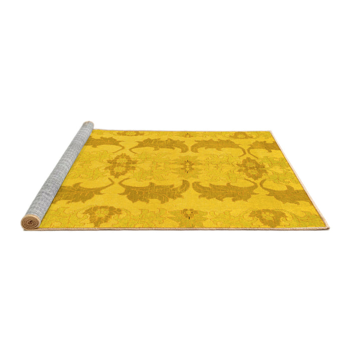 Sideview of Machine Washable Abstract Yellow Modern Rug, wshabs1225yw
