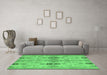 Machine Washable Abstract Emerald Green Modern Area Rugs in a Living Room,, wshabs1226emgrn