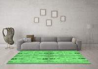 Machine Washable Abstract Emerald Green Modern Rug, wshabs1226emgrn