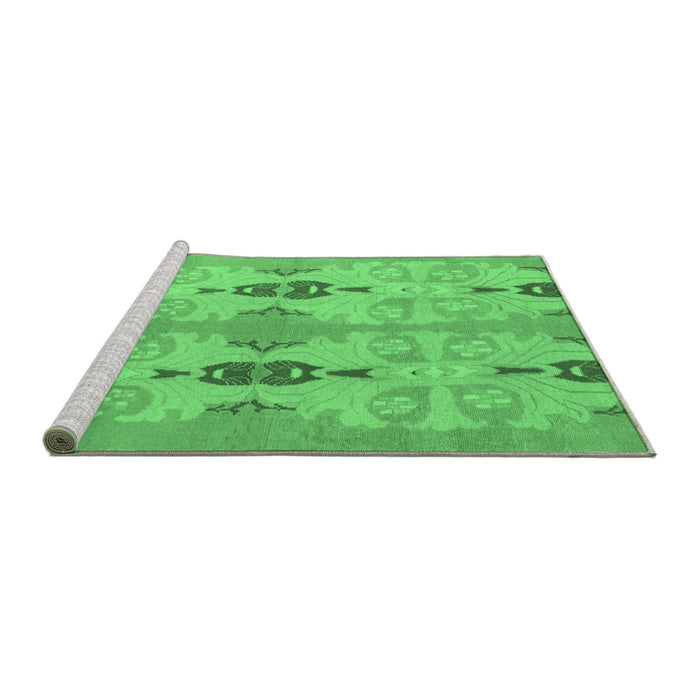 Sideview of Machine Washable Abstract Emerald Green Modern Area Rugs, wshabs1226emgrn