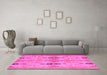 Machine Washable Abstract Pink Modern Rug in a Living Room, wshabs1226pnk