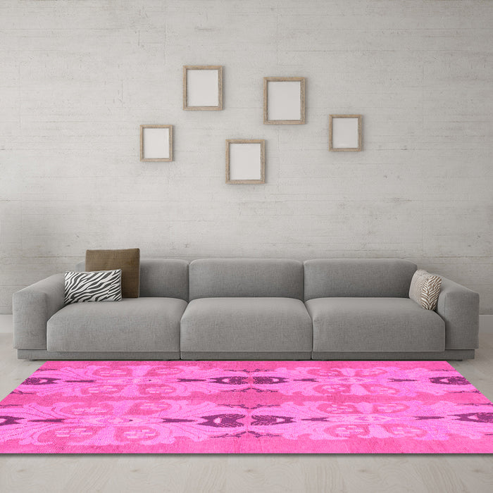 Machine Washable Abstract Pink Modern Rug in a Living Room, wshabs1226pnk