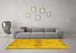 Machine Washable Abstract Yellow Modern Rug in a Living Room, wshabs1226yw
