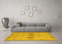 Machine Washable Abstract Yellow Modern Rug, wshabs1226yw