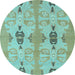 Round Abstract Light Blue Modern Rug, abs1226lblu