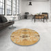 Round Abstract Orange Modern Rug in a Office, abs1226