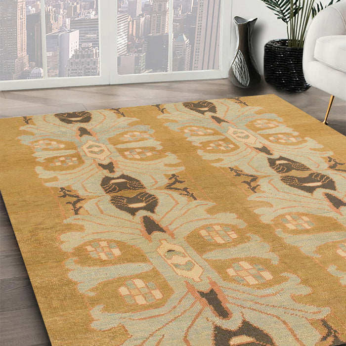 Machine Washable Abstract Orange Rug in a Family Room, wshabs1226