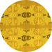 Round Abstract Yellow Modern Rug, abs1226yw