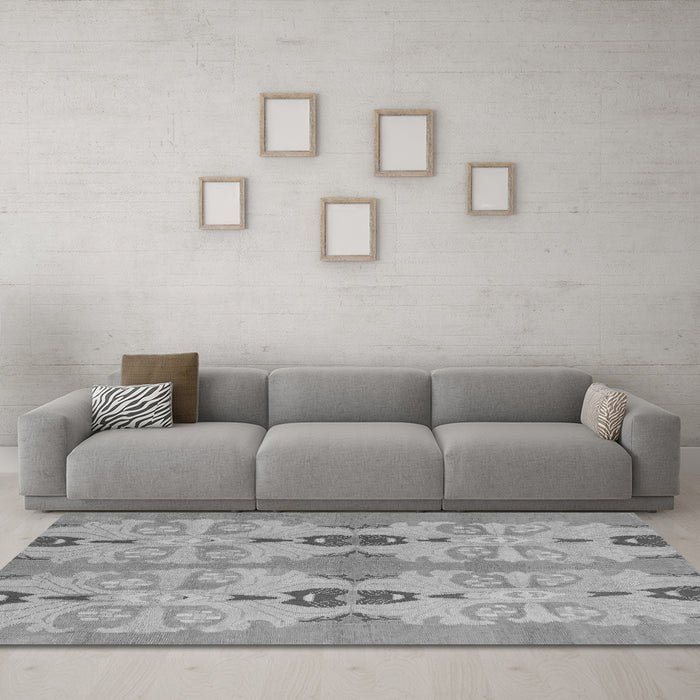Machine Washable Abstract Gray Modern Rug in a Living Room,, wshabs1226gry