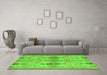 Machine Washable Abstract Green Modern Area Rugs in a Living Room,, wshabs1226grn