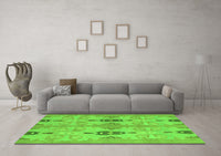 Machine Washable Abstract Green Modern Rug, wshabs1226grn