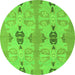 Round Machine Washable Abstract Green Modern Area Rugs, wshabs1226grn