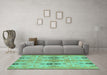 Machine Washable Abstract Turquoise Modern Area Rugs in a Living Room,, wshabs1226turq