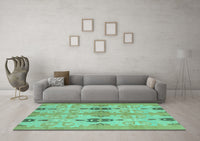 Machine Washable Abstract Turquoise Modern Rug, wshabs1226turq