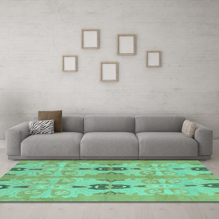 Machine Washable Abstract Turquoise Modern Area Rugs in a Living Room,, wshabs1226turq