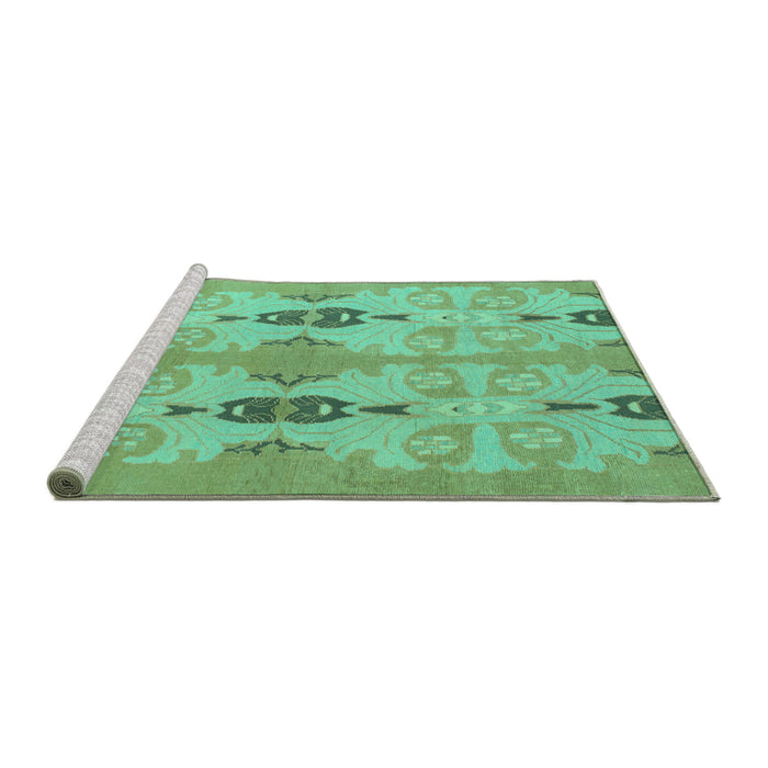 Sideview of Machine Washable Abstract Turquoise Modern Area Rugs, wshabs1226turq