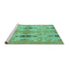 Sideview of Machine Washable Abstract Turquoise Modern Area Rugs, wshabs1226turq