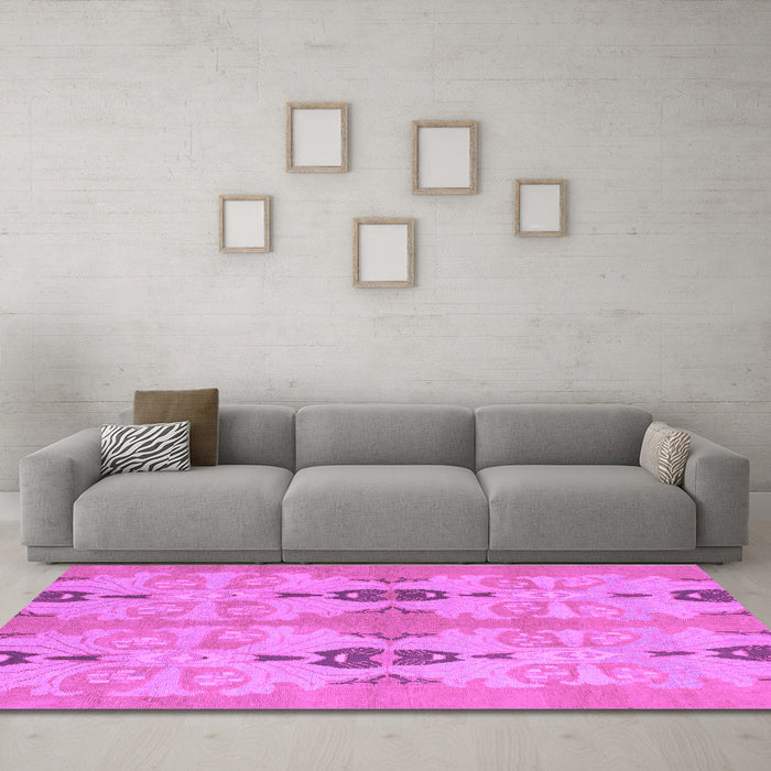 Machine Washable Abstract Purple Modern Area Rugs in a Living Room, wshabs1226pur