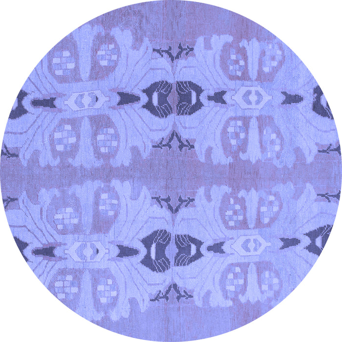 Round Abstract Blue Modern Rug, abs1226blu