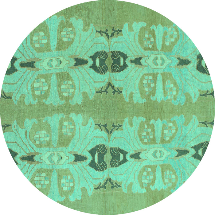 Round Machine Washable Abstract Turquoise Modern Area Rugs, wshabs1226turq