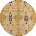 Round Machine Washable Abstract Orange Rug, wshabs1226