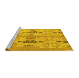 Sideview of Machine Washable Abstract Yellow Modern Rug, wshabs1226yw