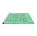 Sideview of Machine Washable Abstract Turquoise Modern Area Rugs, wshabs1227turq