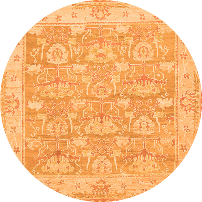 Round Abstract Orange Modern Rug, abs1227org
