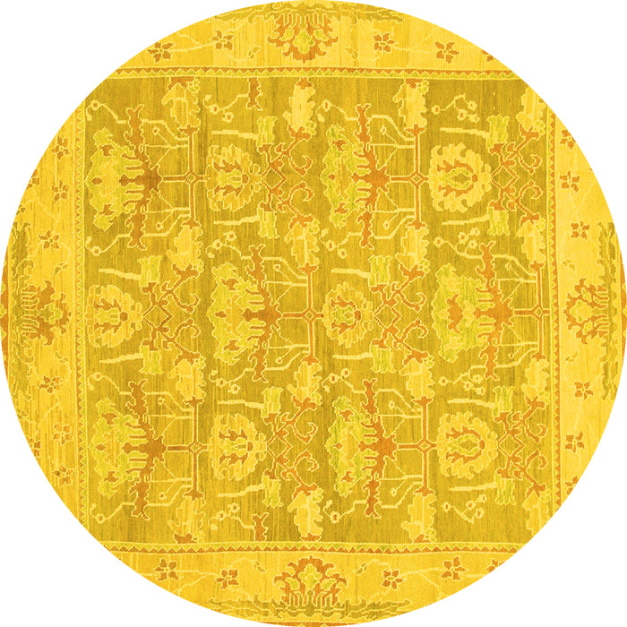 Round Machine Washable Abstract Yellow Modern Rug, wshabs1227yw