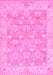 Machine Washable Abstract Pink Modern Rug, wshabs1227pnk