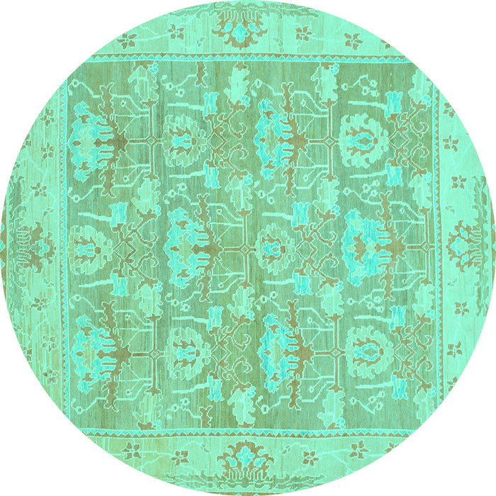 Round Abstract Turquoise Modern Rug, abs1227turq