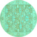 Round Abstract Turquoise Modern Rug, abs1227turq