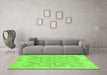 Machine Washable Abstract Green Modern Area Rugs in a Living Room,, wshabs1227grn