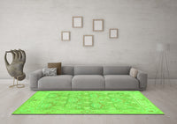 Machine Washable Abstract Green Modern Rug, wshabs1227grn