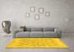 Machine Washable Abstract Yellow Modern Rug in a Living Room, wshabs1227yw