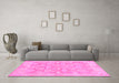 Machine Washable Abstract Pink Modern Rug in a Living Room, wshabs1227pnk
