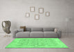 Machine Washable Abstract Emerald Green Modern Area Rugs in a Living Room,, wshabs1227emgrn