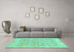 Machine Washable Abstract Turquoise Modern Area Rugs in a Living Room,, wshabs1227turq