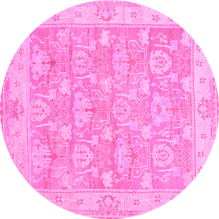 Round Machine Washable Abstract Pink Modern Rug, wshabs1227pnk