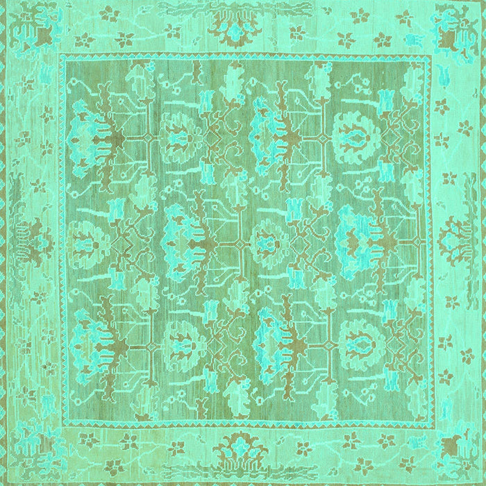 Square Abstract Turquoise Modern Rug, abs1227turq