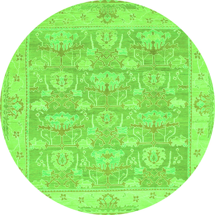 Round Abstract Green Modern Rug, abs1227grn