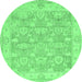 Round Machine Washable Abstract Emerald Green Modern Area Rugs, wshabs1227emgrn