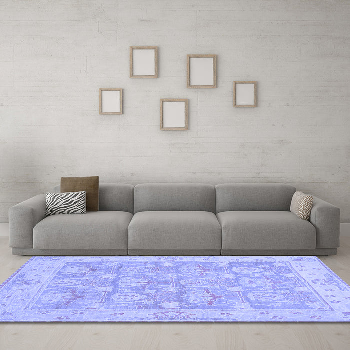 Machine Washable Abstract Blue Modern Rug in a Living Room, wshabs1227blu