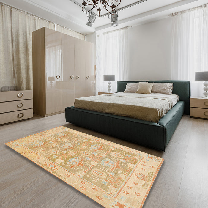Abstract Orange Modern Rug in a Bedroom, abs1227