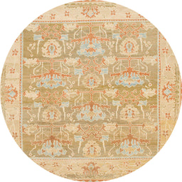 Round Machine Washable Abstract Orange Rug, wshabs1227